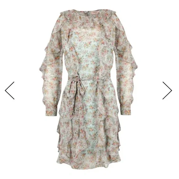 TWINSET Milano Georgette Floral Dress Flounces Mini ruffles - Picture 2 of 10